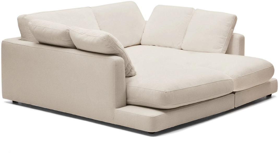 -personers Sofa Kave Home Gala Beige Polstret Chenille Aftagbart Betræk H87x210x193 Cm