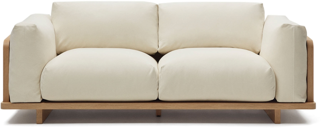 -personers Sofa Kave Home Oaq   Beige Bomuld Med Aftageligt Betræk Og Fsc Mix Credit-træ