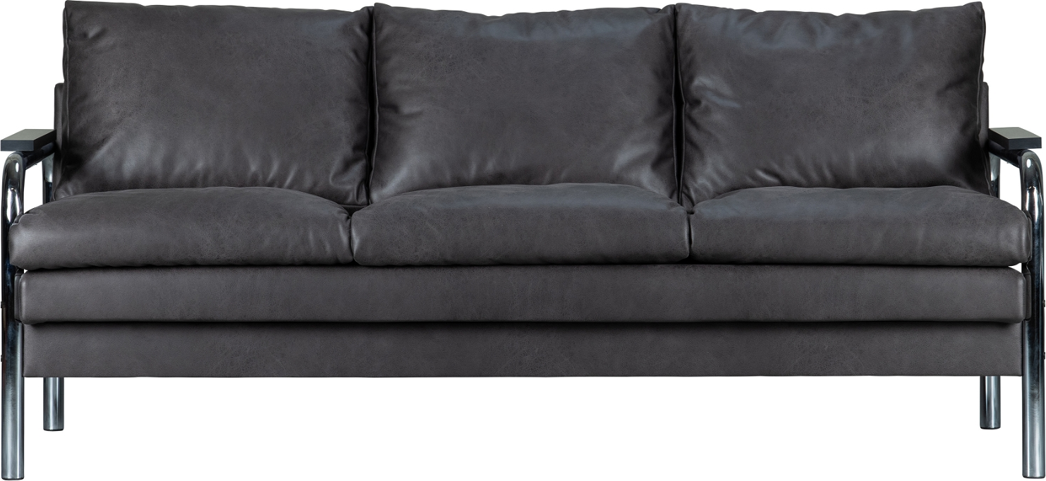 -personers Sofa Loveseat Woood Exclusive Tube Sort Polyester Med Kromstel