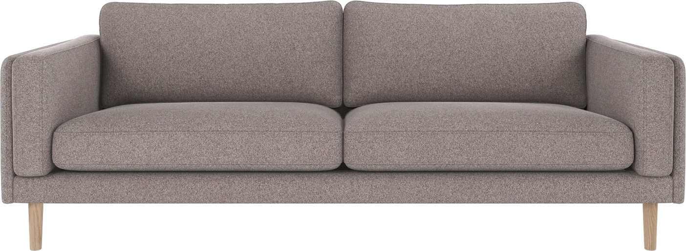 -personers Sofa Rowico Braden Gråbeige Brenda Stof Hvidvaskede Egetræben 216x87x78 Cm