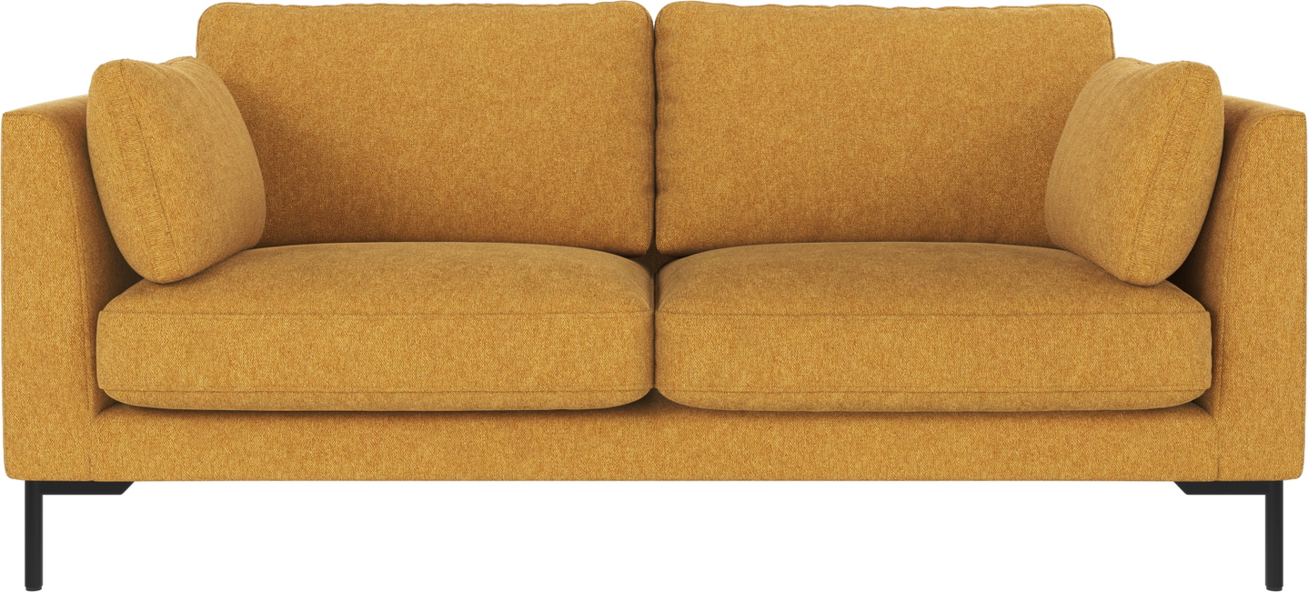 -personers Sofa Rowico Corwin Gul Brenda 100  Polyester Med Sort Pulverlakeret Metalstel Fsc-mix Massivtræ H83xb190xd98 Cm