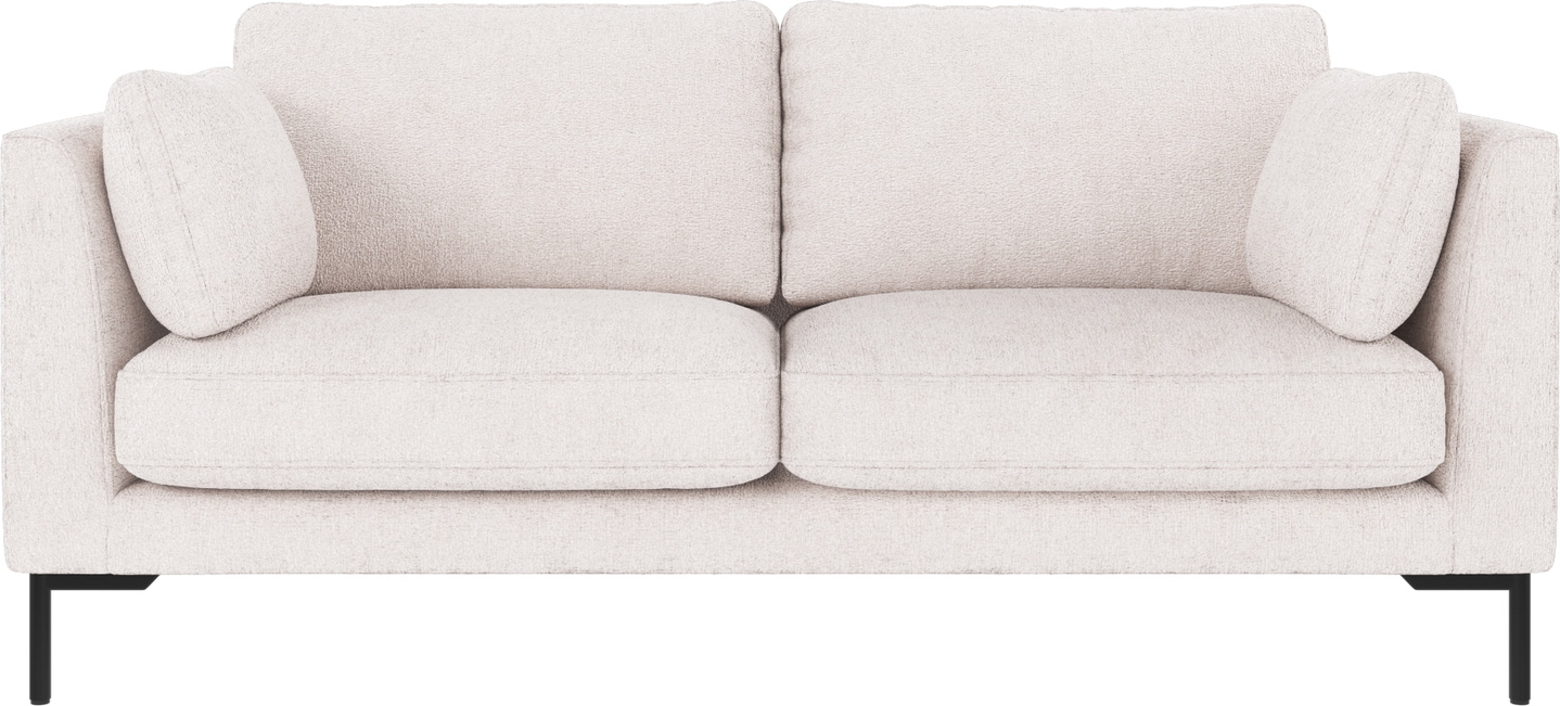 -personers Sofa Rowico Corwin   Hvid Greg   Polyesterstof Med Sorte Metalben B190xd98xh83 Cm