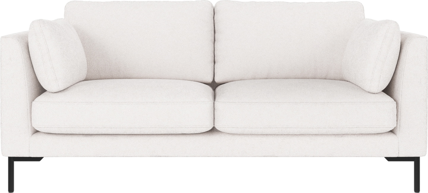 -personers Sofa Rowico Corwin Hvidt Bobby-stof Med Sorte Metalben H83xb190xd98 Cm