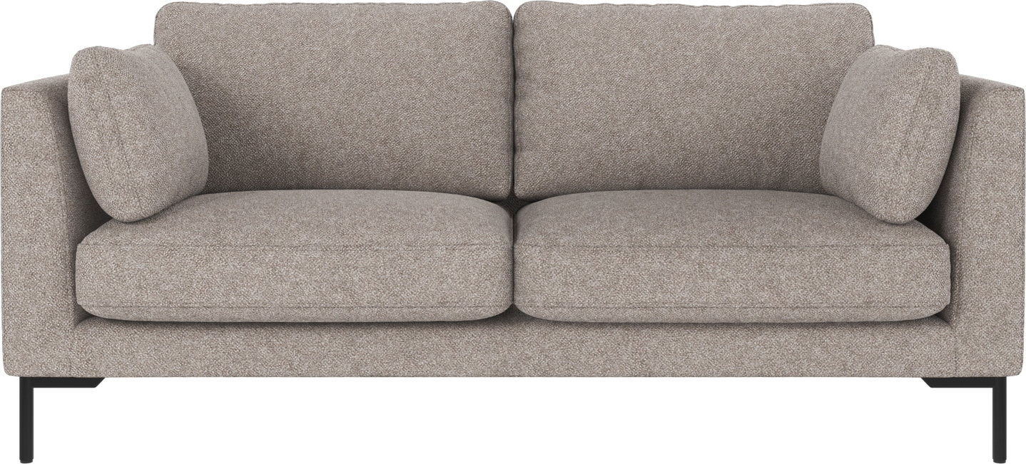 -personers Sofa Rowico Corwin   Bobby Gråt Polyester Med Sortlakerede Metalben H83   B190   D98 Cm