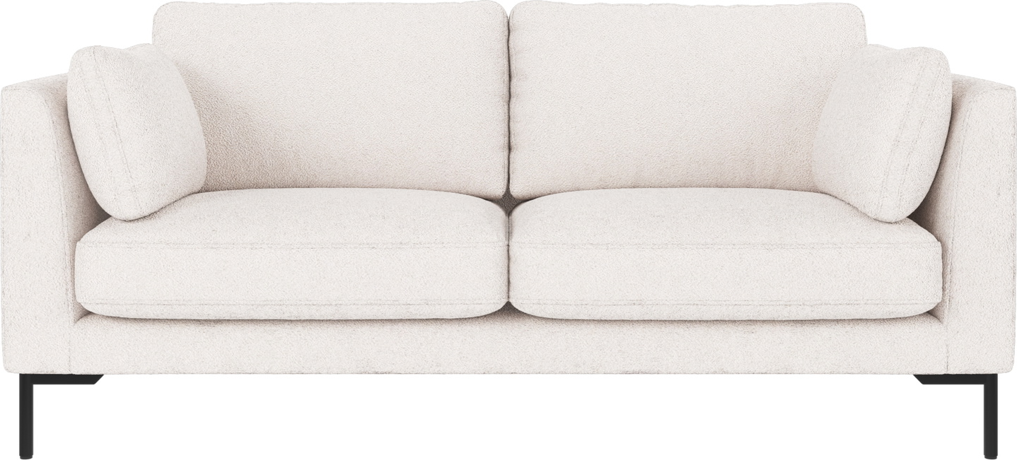-personers Sofa Rowico Corwin   Hvid Alice 101-stof Med Sorte Metalben