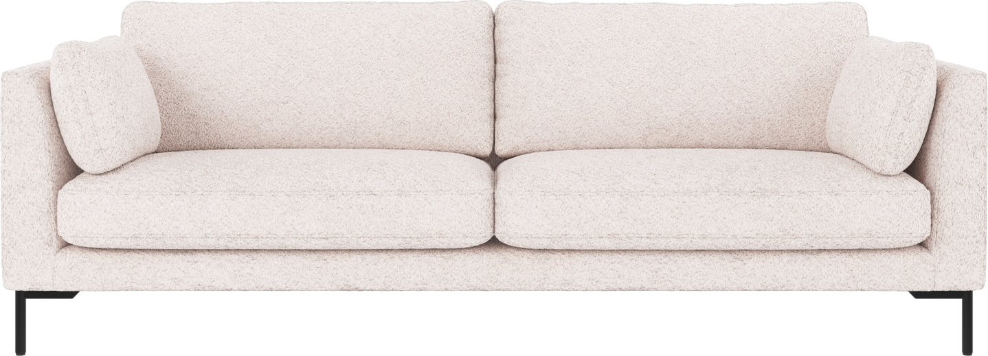 -personers Sofa Rowico Corwin   Hvidt Anna   Polyester Med Sort Metalramme B238xd98xh83 Cm
