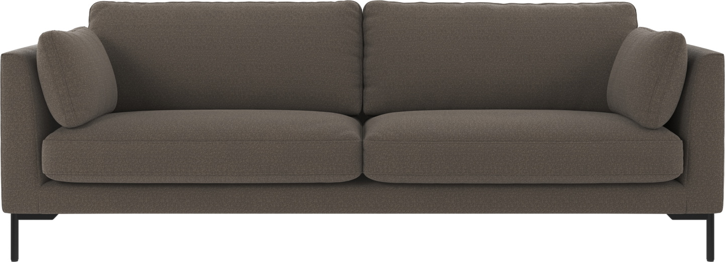 -personers Sofa Rowico Corwin   Mellemgrå Rita Stof Med Sortlakerede Metalben 238x98x83 Cm