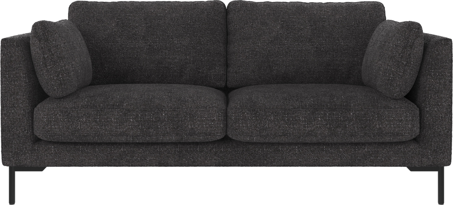 -personers Sofa Rowico Corwin   Robin-stof Mørkegrå Med Sorte Metalben B190xd98xh83 Cm