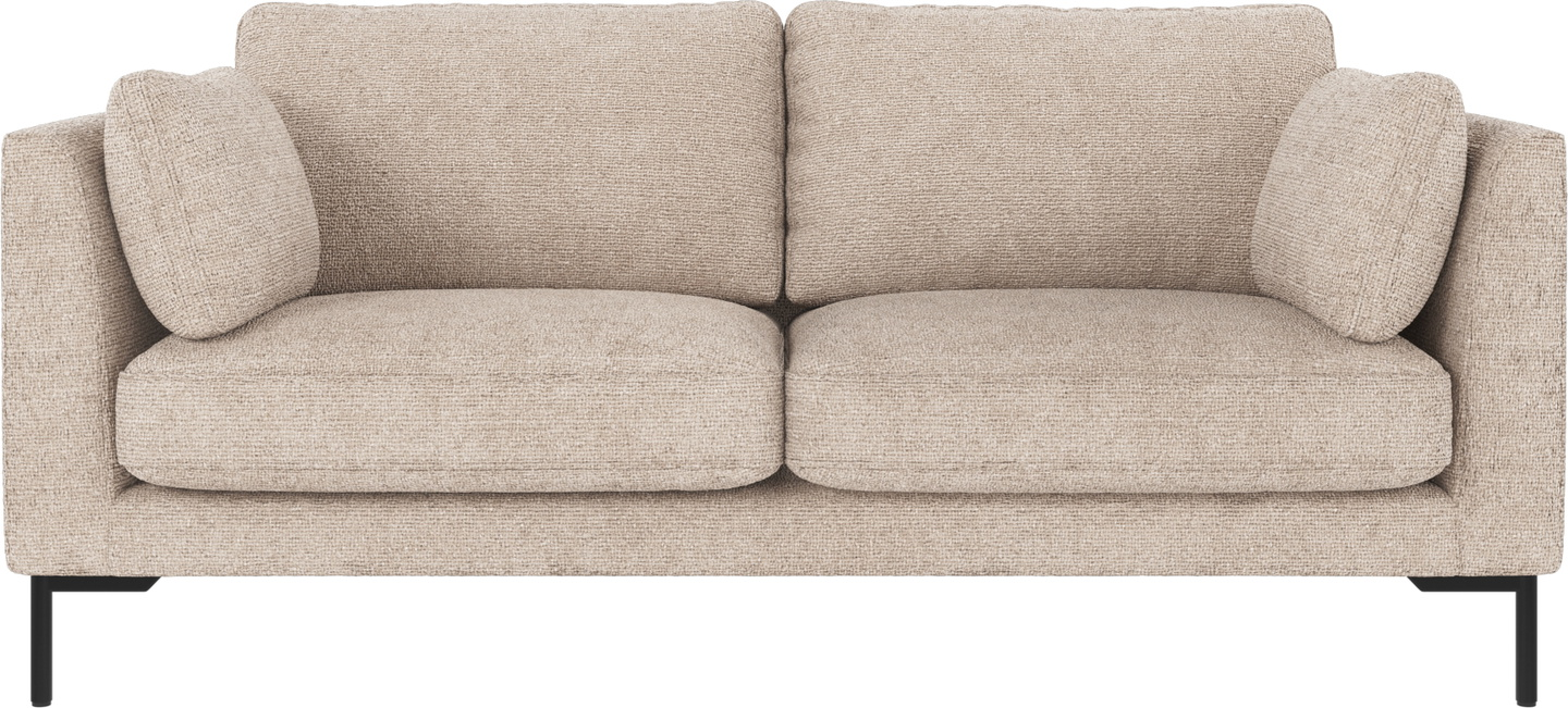 -personers Sofa Rowico Corwin Lysegrå Robin  -tekstil Med Sorte Metalben H83ã B190ã D98 Cm