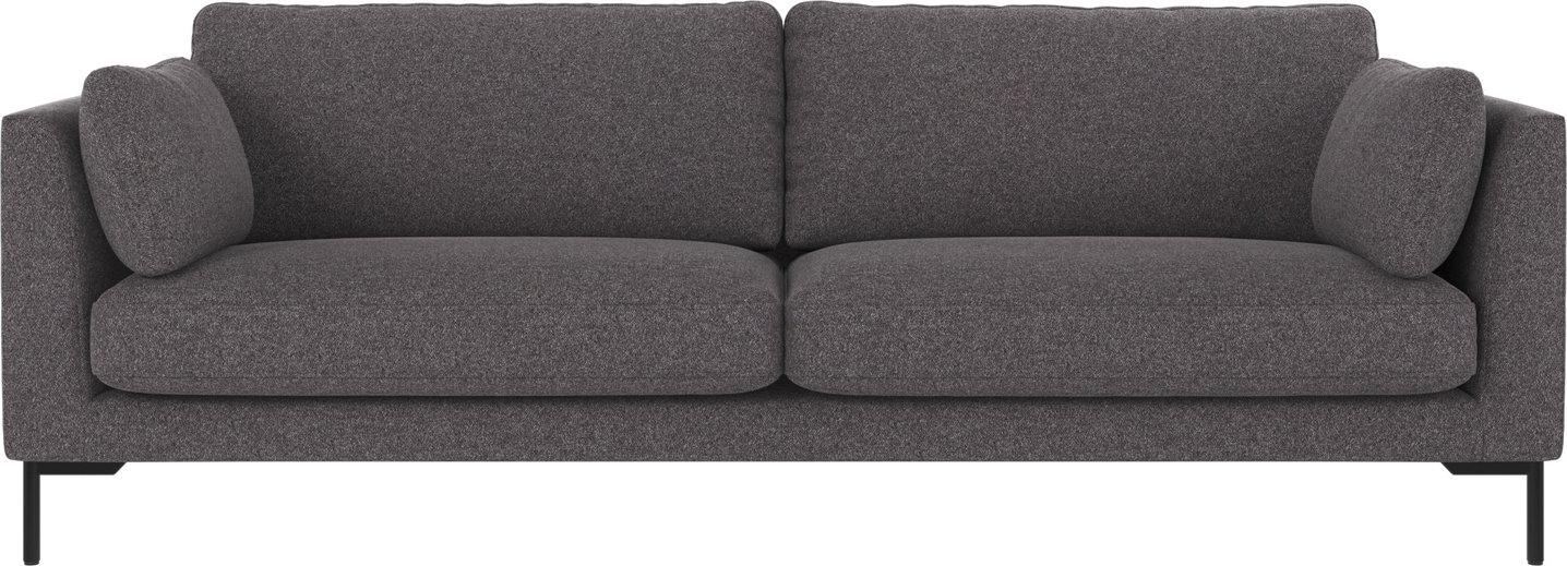 -personers Sofa Rowico Corwin Mørkegrå Polyesterstof Med Sorte Metalben 238x98x83 Cm