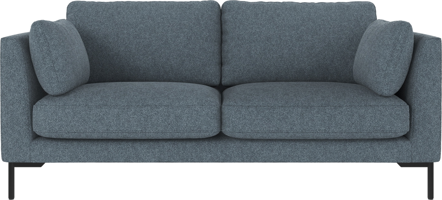 -personers Sofa Rowico Corwin Stofsofa Bobby Mellemblå Fsc Certificeret Træramme Sort Metalben H83xb190xd98 Cm