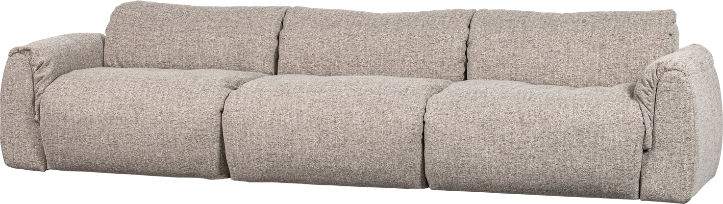 -personers Sofa Woood Baggy Natur Melange  Grovvævet Orari-stof  B319 Cm  Luksus Skum Med Fjer Silikone  Teflon