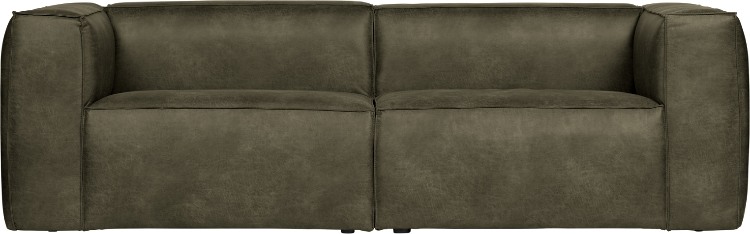-personers Sofa Woood Bean Grøn Læderlook Fsc-stel H73xb246xd96 Cm