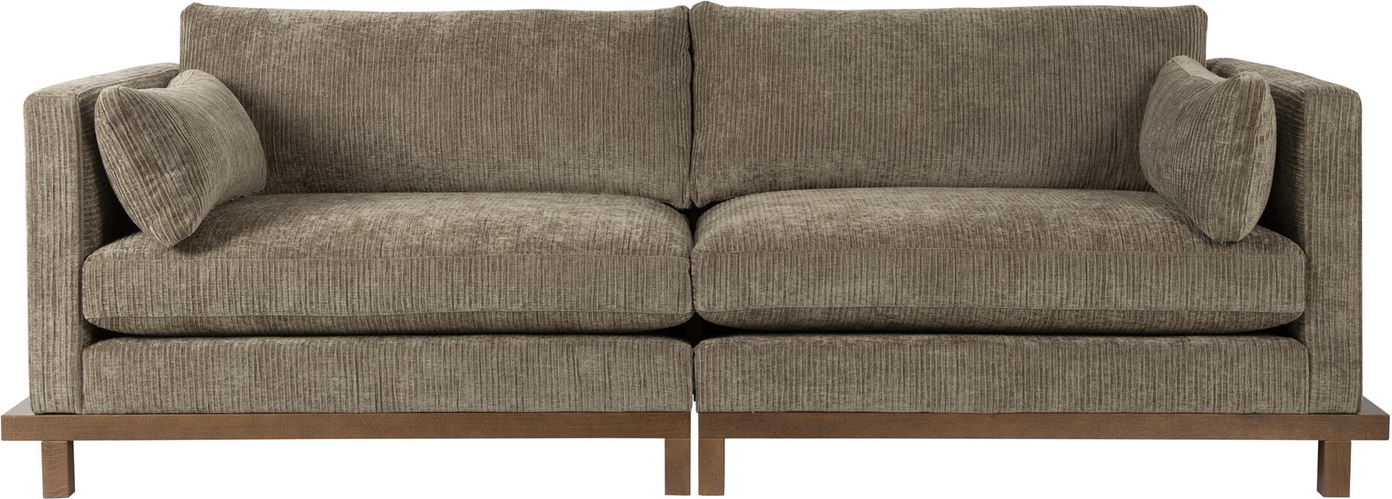 -personers Sofa Zuiver Blossom   Brungrå Polyakrylstof Med Egetræsbund 230 Cm