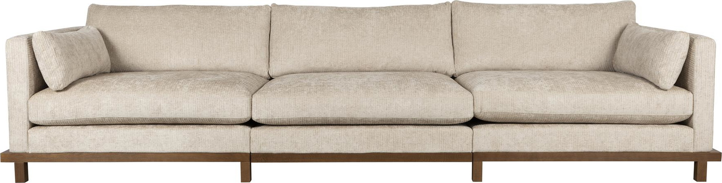 -personers Sofa Zuiver Blossom Lysgrå   Japandi Design Med Valnød Egetræ H80ã B335ã D101 Cm