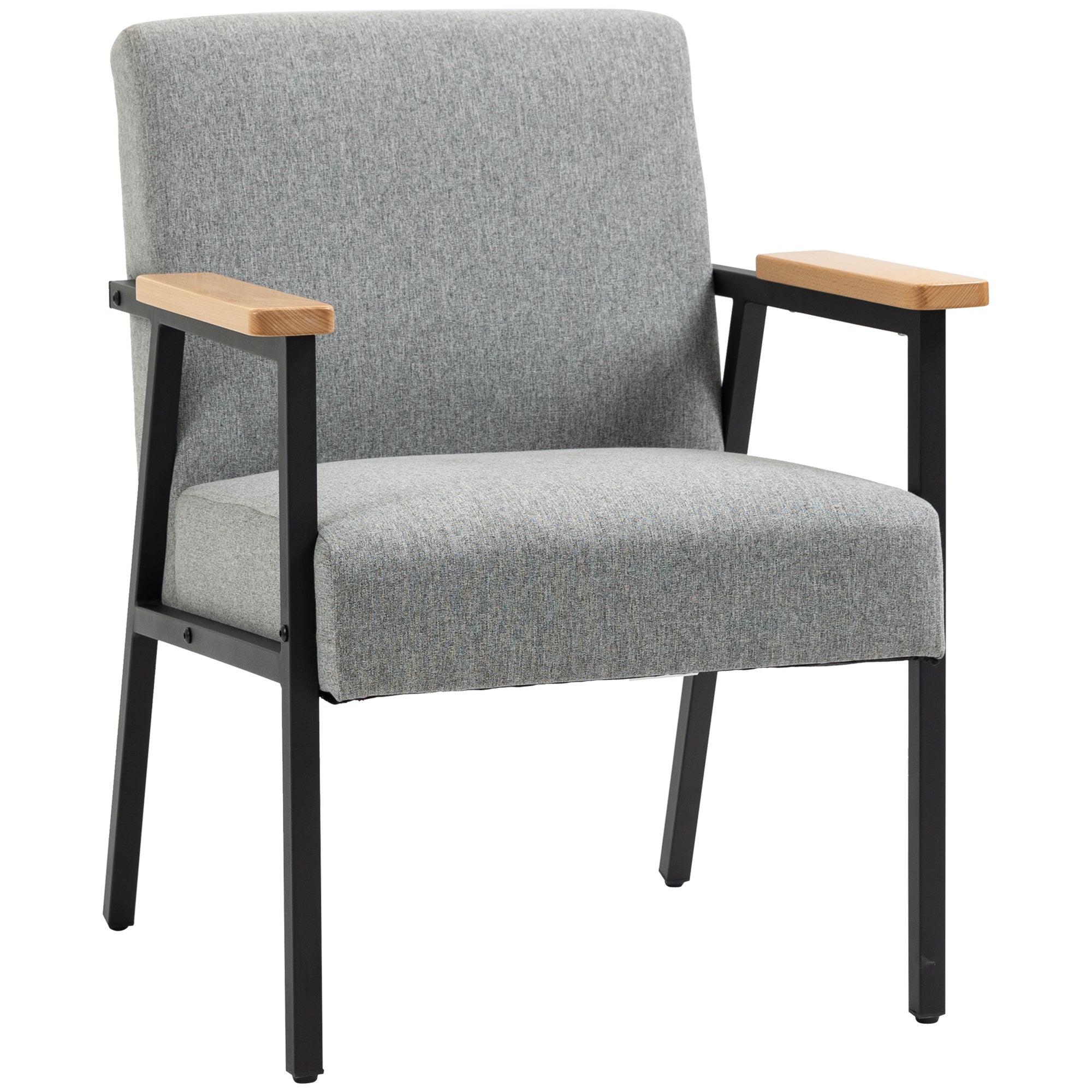 Accentstol   Skandinavisk Design  Lænestol  Accentstol  Linnedlook  Gummitræ  Grå   Sort   Brun