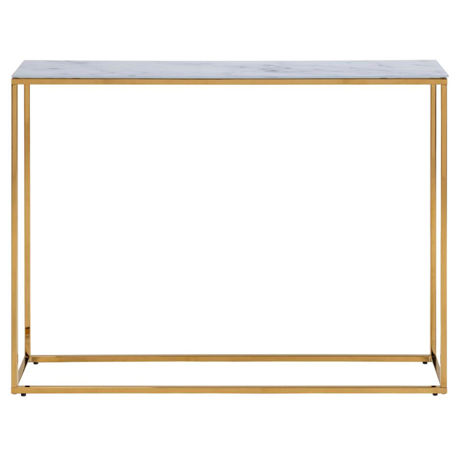 Act Nordic Alisma Konsolbord Hvid Marmorprint Glas Og Gylden Metal  110x26