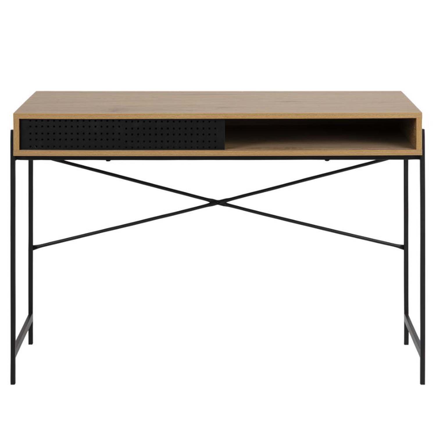 Act Nordic Angus Skrivebord     Skydelåge Natur Papir Vildeg Og Sort Metal  110x50