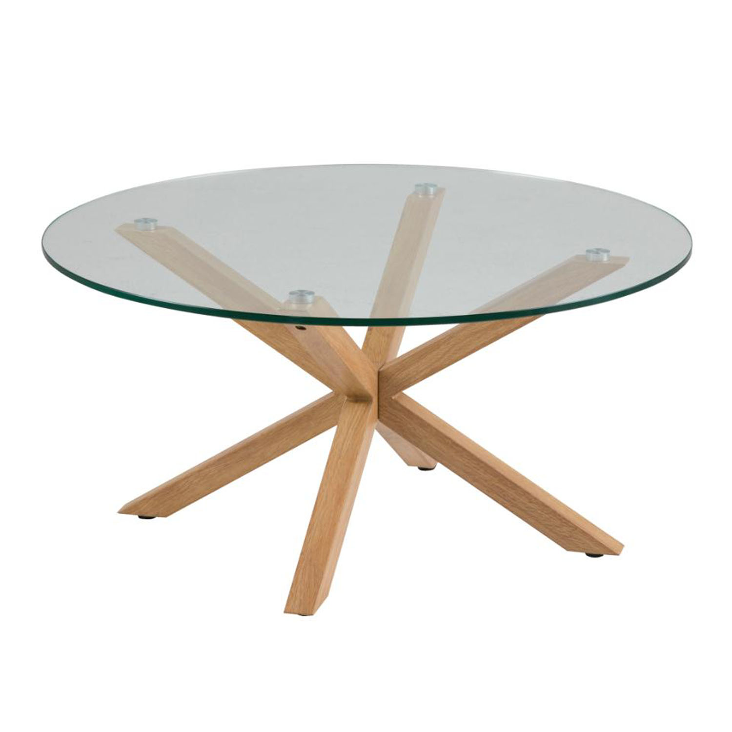 Act Nordic Heaven Sofabord  Rund Klar Glas Og Egefolie Metal  ø82