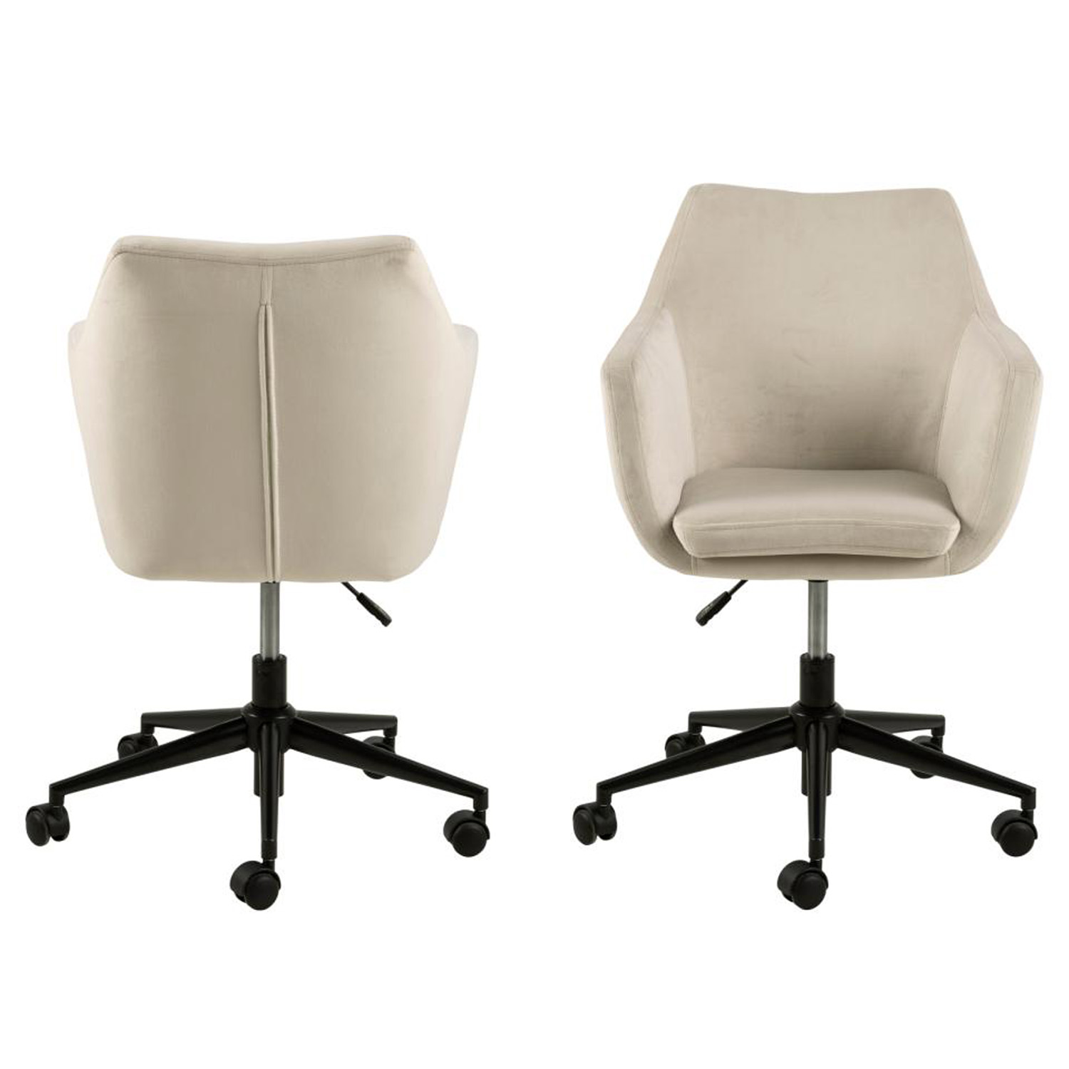 Act Nordic Nora Skrivebordsstol     Armlæn Sand Polyester Og Sort Metal
