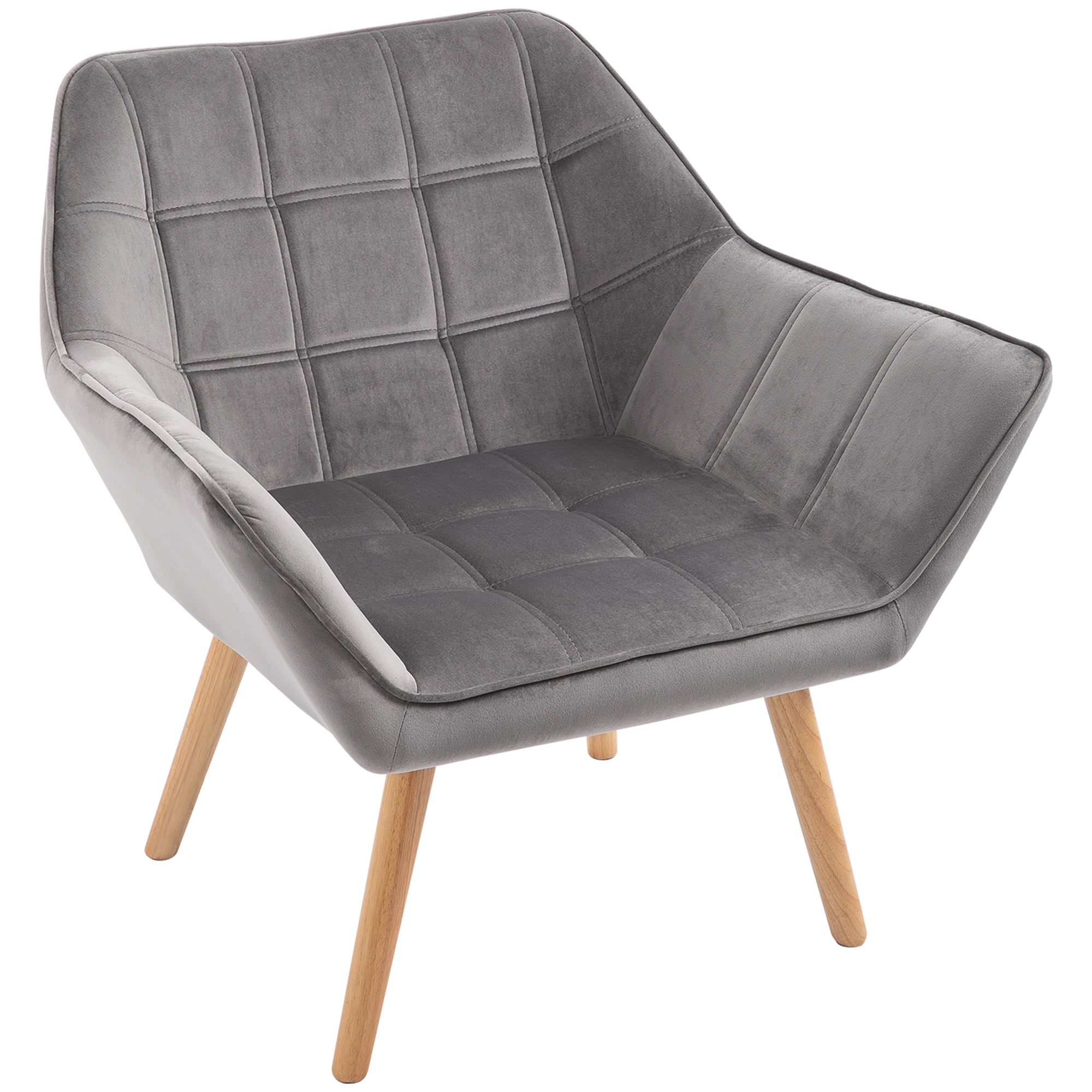 Afslapningsstol Skandi Design Læsestol Accentstol  Quiltning  67 Cm   61   Cm   71 Cm  Grå