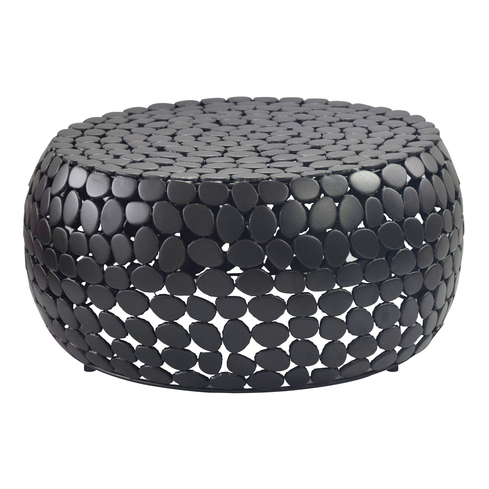 Aluminium Sofabord Sort Rundt 66x32 Cm  Moderne Stuebord Metal Rundt Loungebord  Håndlavet