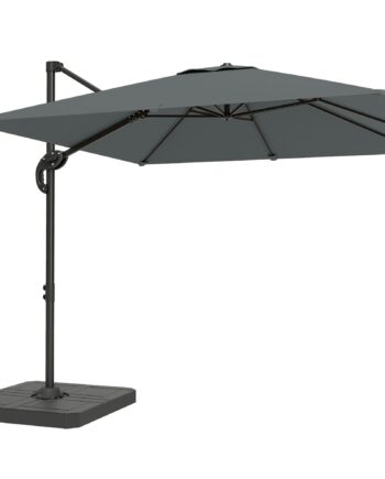 Aluminiums Fritstående Parasol ø244cm  Solskærm Med Håndsving  Vandafvisende  360â  Roterbar  Mørkegrå