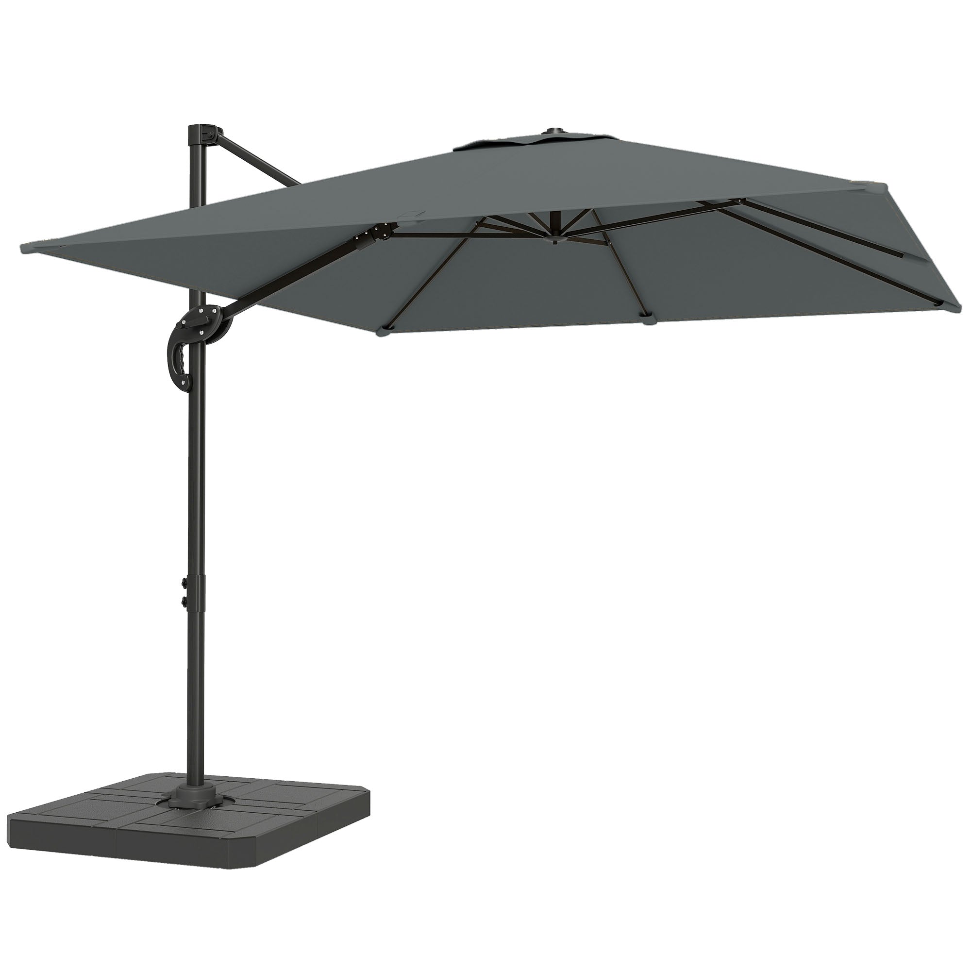Aluminiums Fritstående Parasol ø244cm  Solskærm Med Håndsving  Vandafvisende  360â  Roterbar  Mørkegrå
