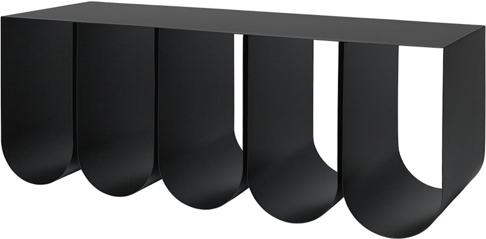 Bænk Kristina Dam Curved   Sort Pulverlakeret Stål Opbevaringsbænk Til Entré H42   B40   L110 Cm