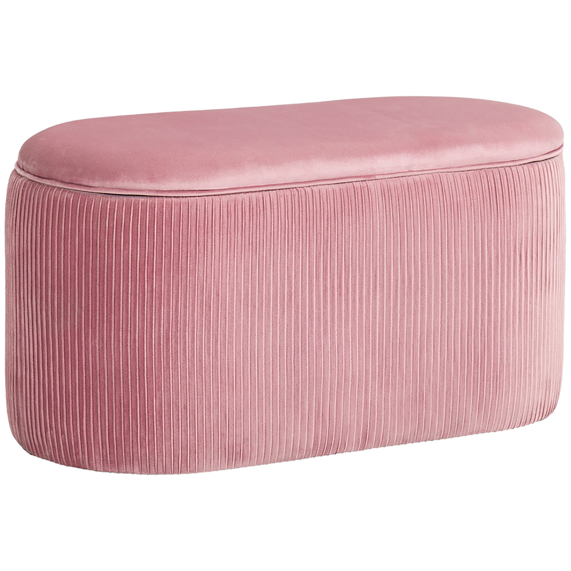 Bænk Med Opbevaringsplads  Polstret Fodskammel  Retrodesign  Fløjlslook  81 Cm   40 Cm   41 Cm  Antik Pink