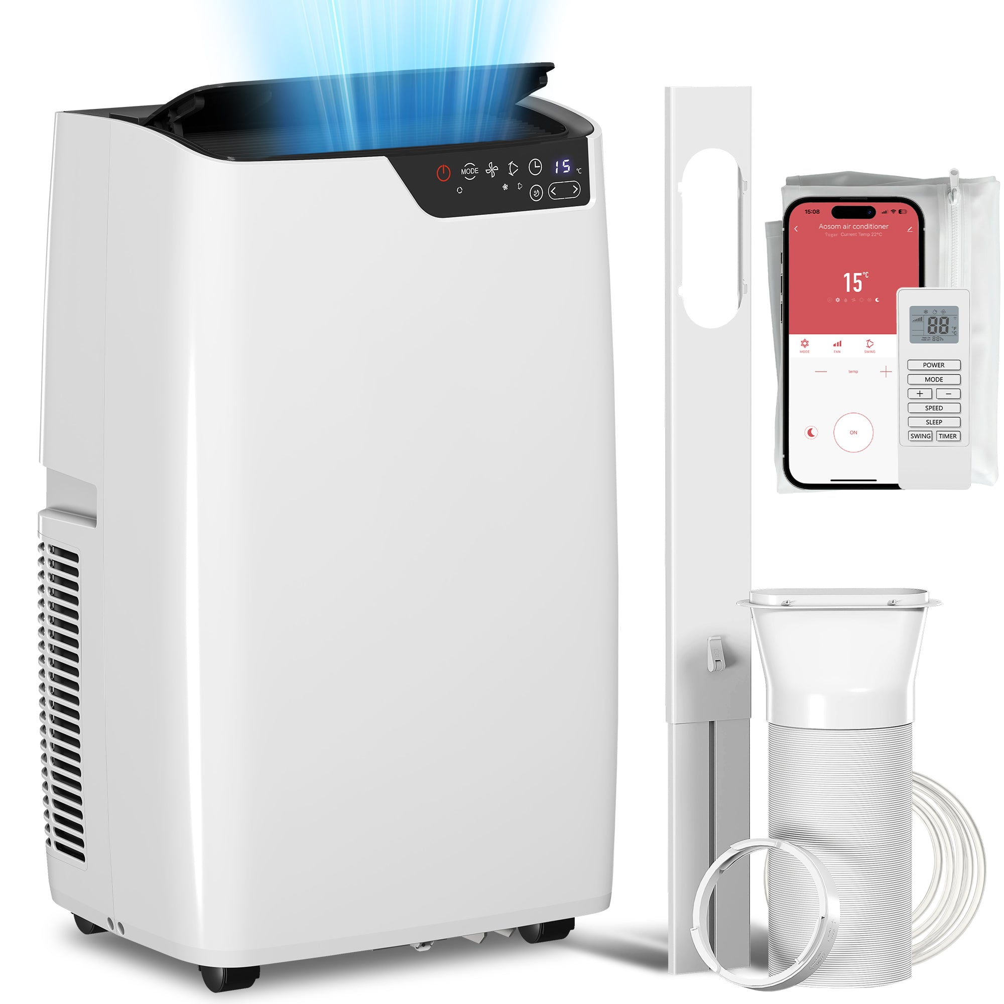 Bærbart Klimaanlæg 12000 Btu Klimaanlæg Med Køling Affugtning Ventilator Dvaletilstand Wifi-stemmestyring