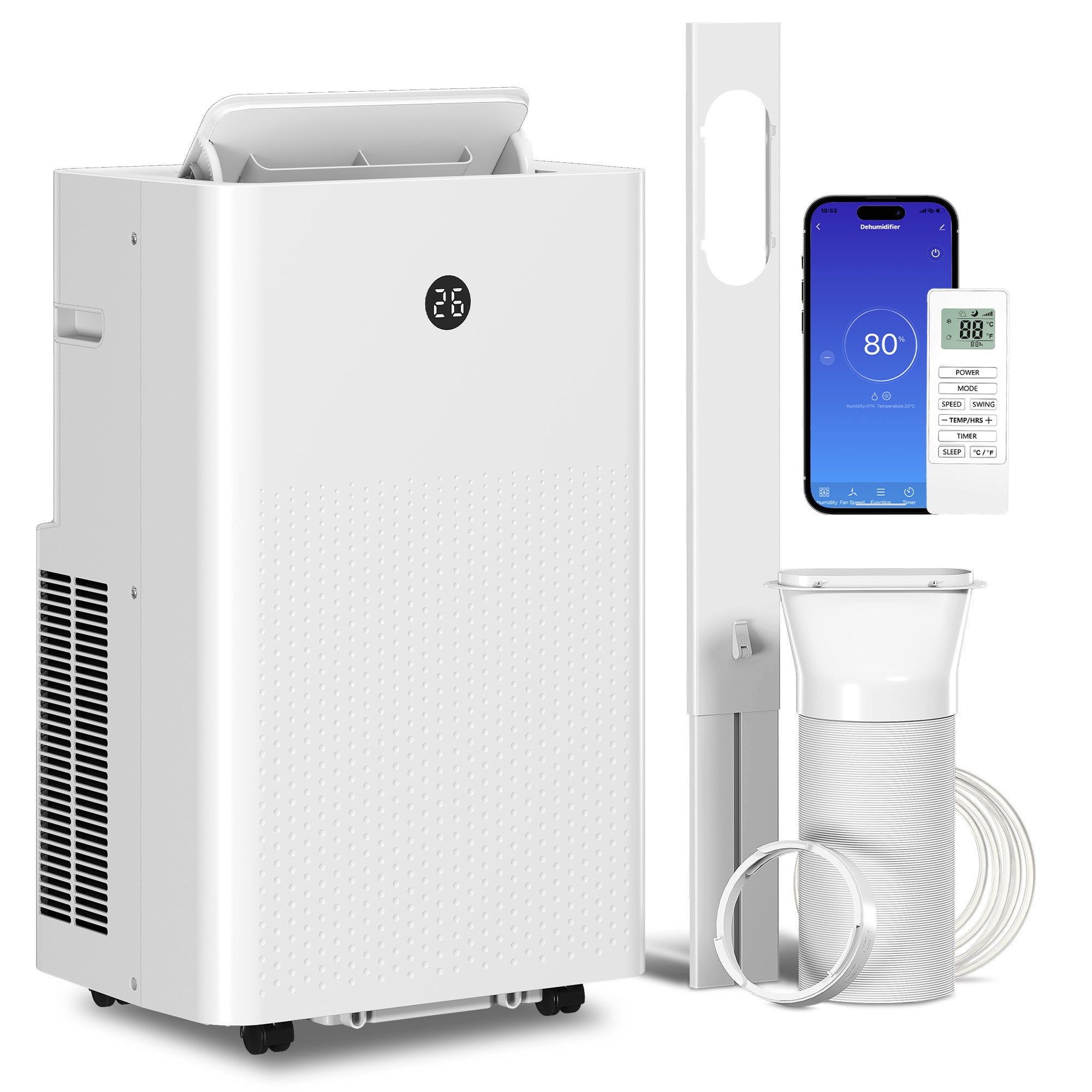 Bærbart Klimaanlæg Med 12 000 Btu - - Klimaanlæg Med Wifi Og Stemmestyring Køling Affugter Ventilator Dvaletilstand