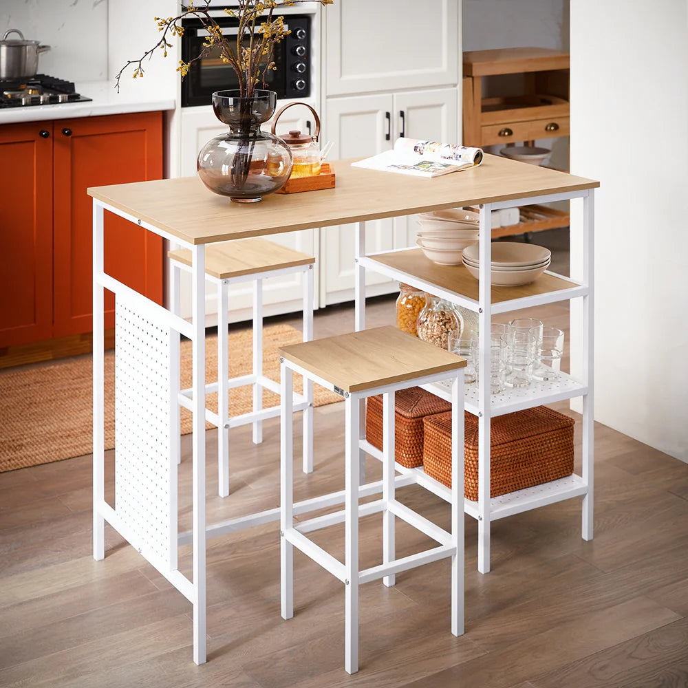 Barbord Med   Barstole  Elegant Og Pladsbesparende  Hvid