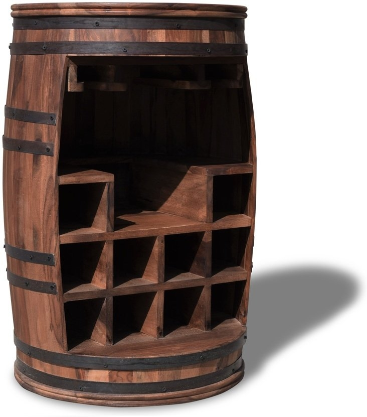 Barskab Obuzi Rosey-say Rustic   Massivt Rosentræ   Vintønde Til 10 Flasker   Vinglas  Mørk Natur Sort D55ã H80 Cm