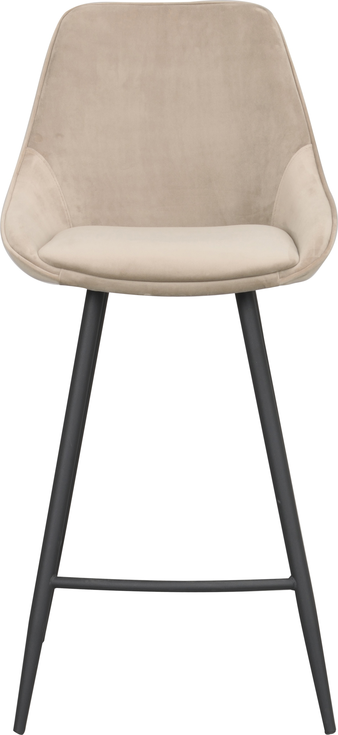 Barstol Rowico Sierra Velour Beige Med Sort Metalstel  Høj Ryg Og Integreret Fodstøtte  H97 Cm