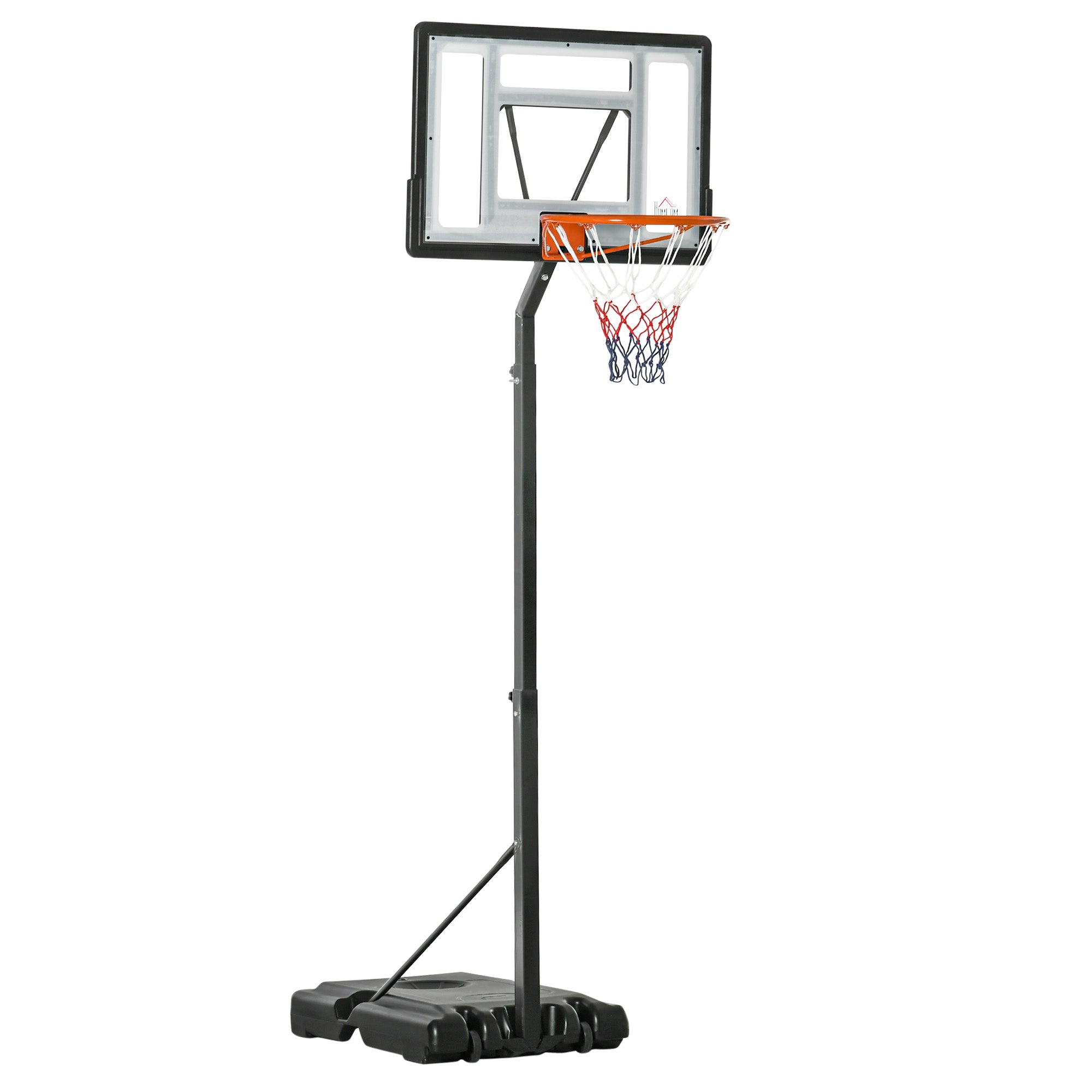 Basketballstativ Med Hjul  Rullelig  210-260 Cm Højdejusterbar  Basketballkurv Med Stativ  Egnet Til Indendørs Og Udendørs Brug  Stål  Plastik  Sort