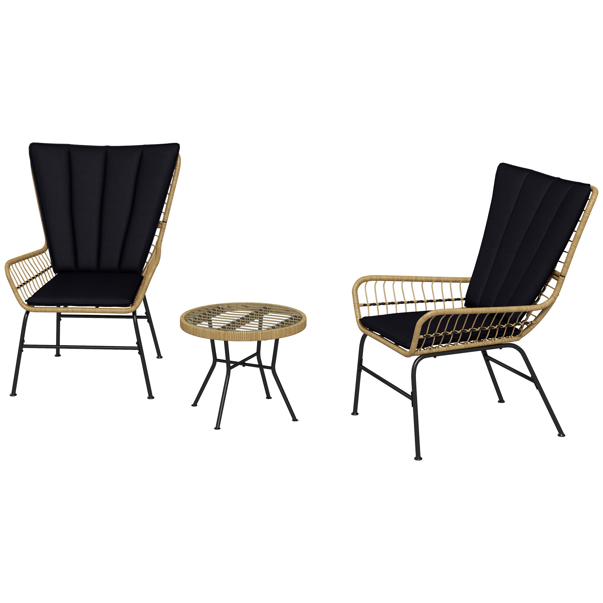 Bistrosæt Balkonmøbelsæt Balkonmøbler Boho-stil Vejrbestandig 76   66   96 Cm Sort