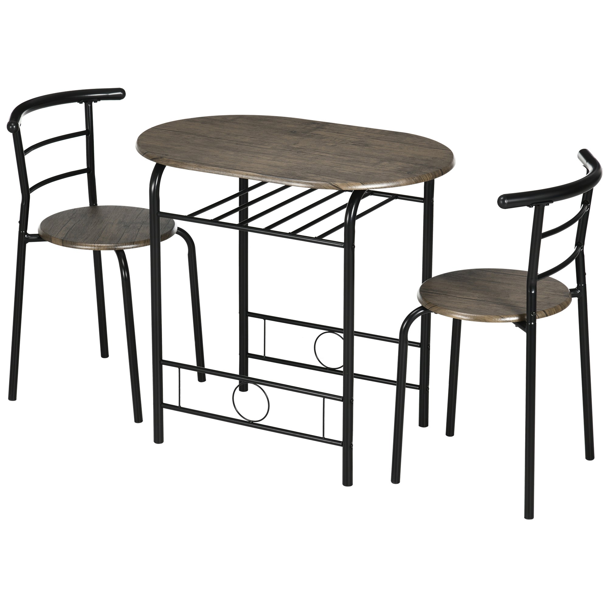 Bistrosæt Spisebord Køkkenbord Med Stole Sæt    Bord    Stole  80 Cm   53 Cm   74   Cm  Sort