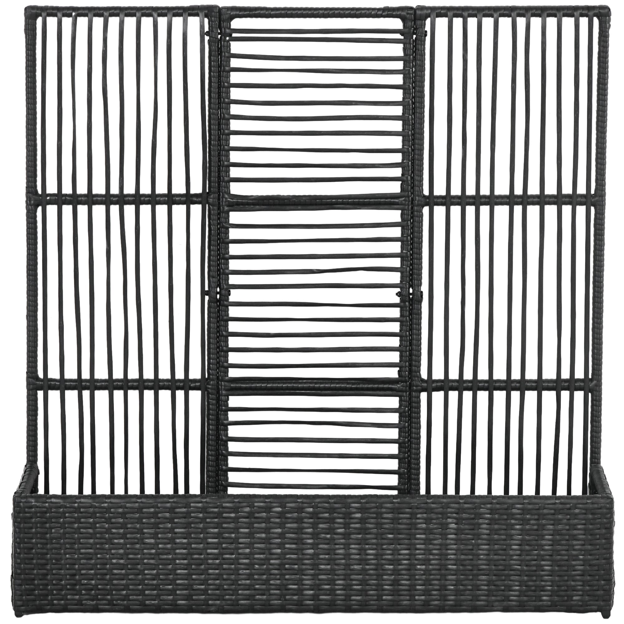 Blomsterkasse Med Espalier Vejrbestandig Polyrattan 103 103 29 Cm Sort