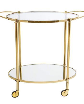 Bloomingville Fine Rullebord Klar Guld Glas Jern     Hylde   Spejlglas Og Hjul