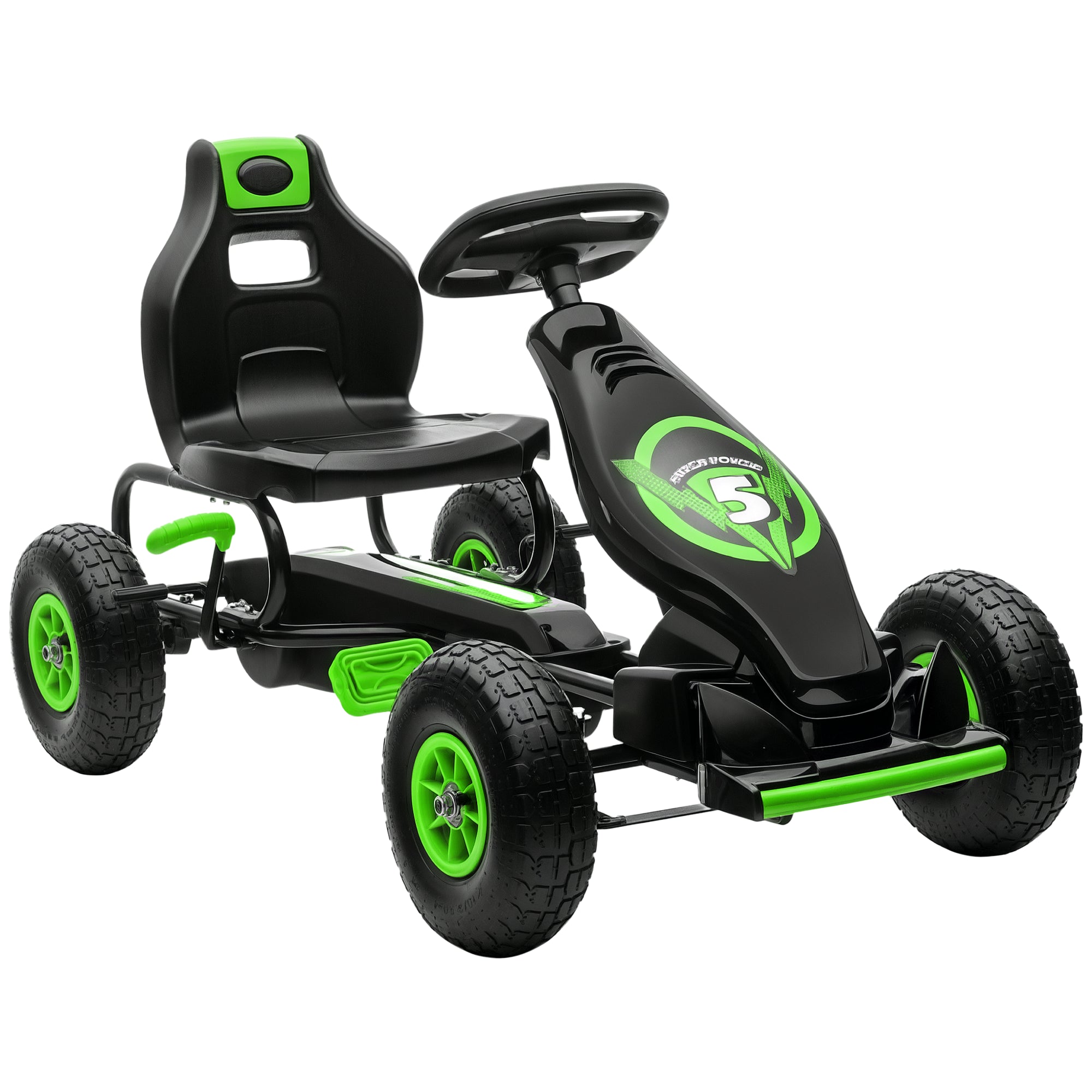 Børne Gokart  Med Pedaler  Justerbart Sæde  Indendørs Og Udendørs  Fra   år  Grøn Sort  121   58   61 Cm