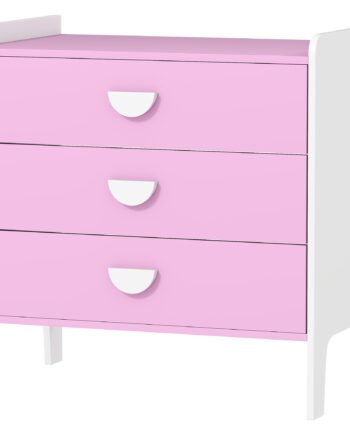 Børnekommode Med   Skuffer  Mdf  Opbevaringsskab Til Børn  Pink Hvid