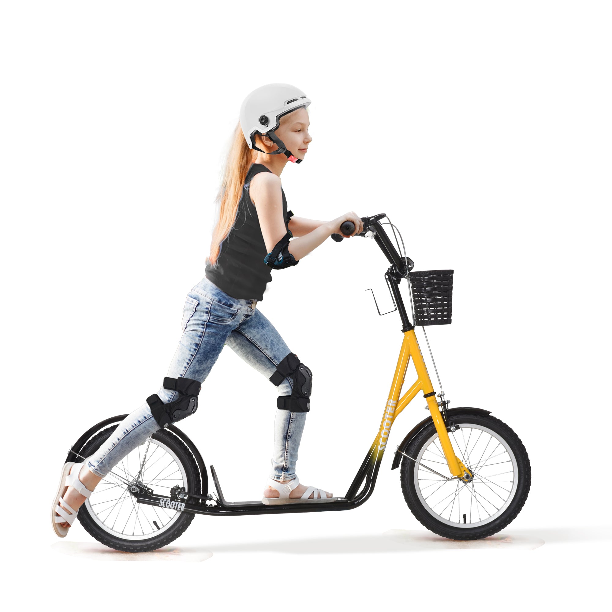 Børnescooter  Højdejusterbar  Skridsikker  Stålramme  Aftagelig Kurv  Bremser  Gummidæk