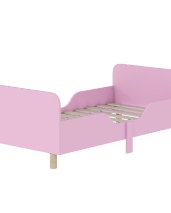 Børnesengramme  Enkeltsengramme Til Børn  Sikkerhedsskærm  Lille Seng Til Børneværelse  Mdf  Uden Madras  Pink