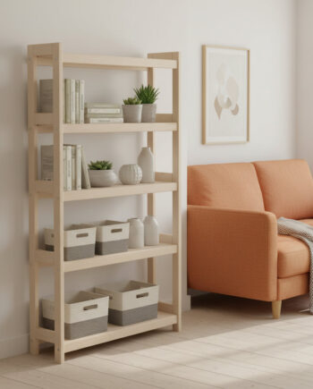 Bogreol   Bøgetræ    Hylder  136x70x25 Cm