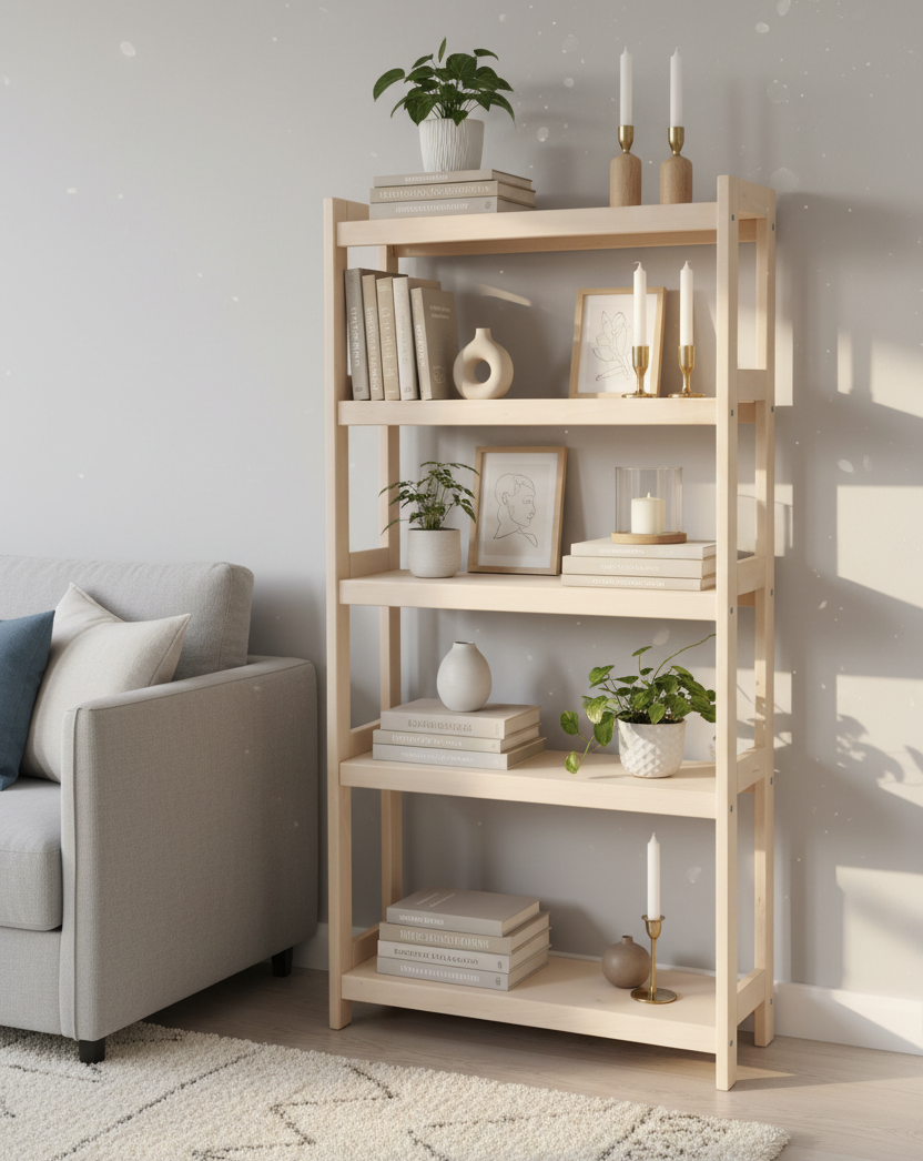 Bogreol Bøgetræ Hylder 136x60x25 Cm