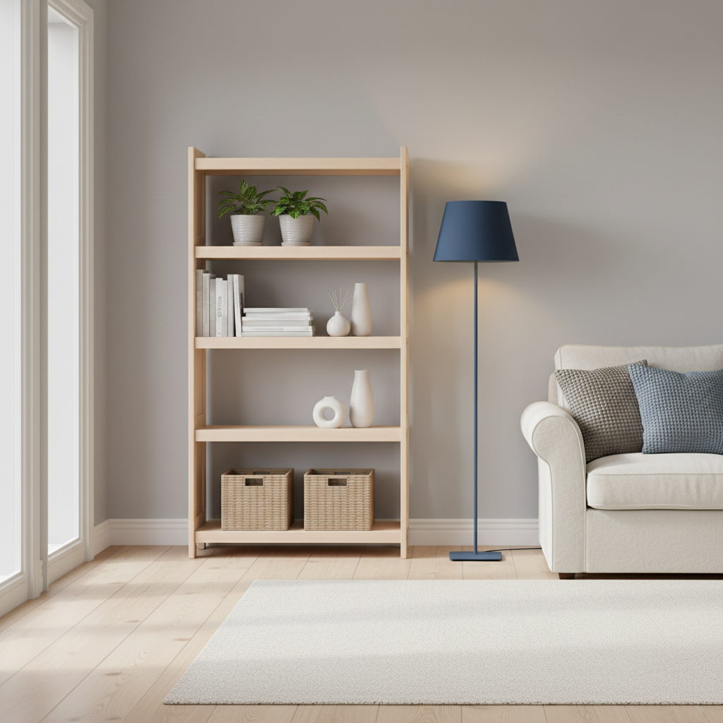 Bogreol   Bøgetræ Med Hele Sidepaneler    Hylder  136x60x25 Cm