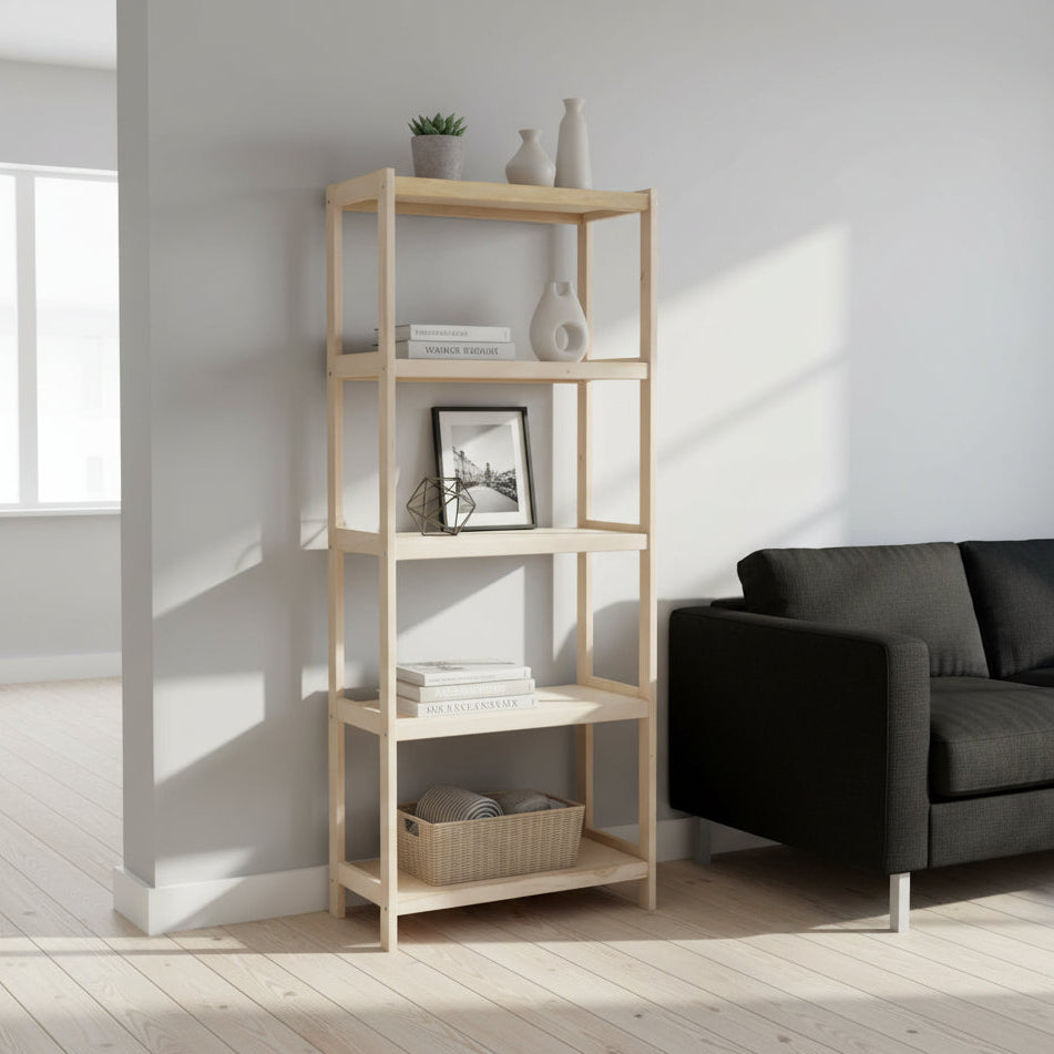 Bogreol   Bøgetræ Strong    Hylder  173x70x38 Cm