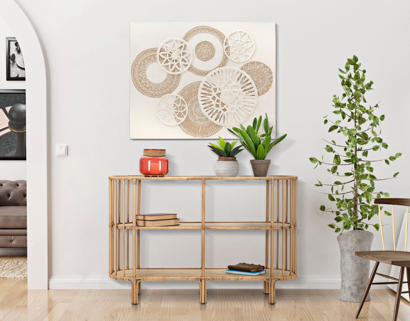 Boho Chic Konsolbord  Rattan   120x37x5 Cm