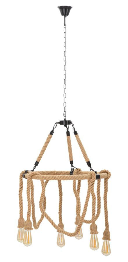 Boho Chic Lampe   Jern Og Reb   64x90 Cm